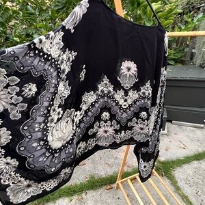 Floral Black and White handkerchief top.